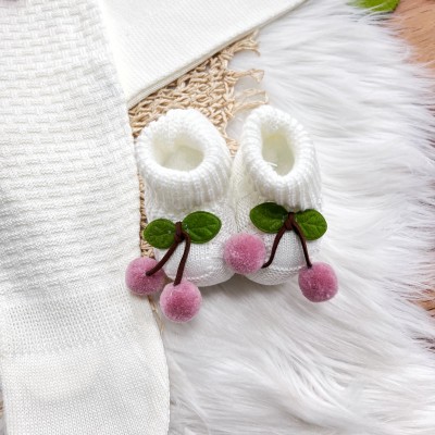 Saída de Maternidade Cerejinha - Off White e Rose